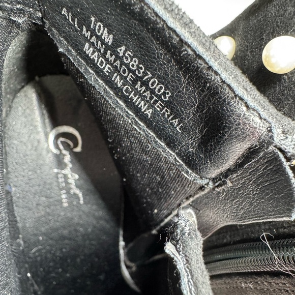 Elegant Black heeled faux suede Ankle Boots Pearl embellished Accents 10 NWOT - Picture 8 of 10